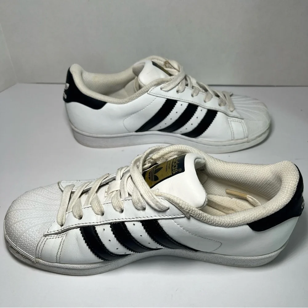 Adidas Superstar Originals Core White Black Low Leather Skateboard Gold Men's 6